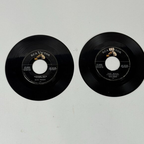 Vintage Elvis Presley 45 RPM Lot Hound Dog & Too Much RCA Victor Singles 1950s R - Picture 1 of 6